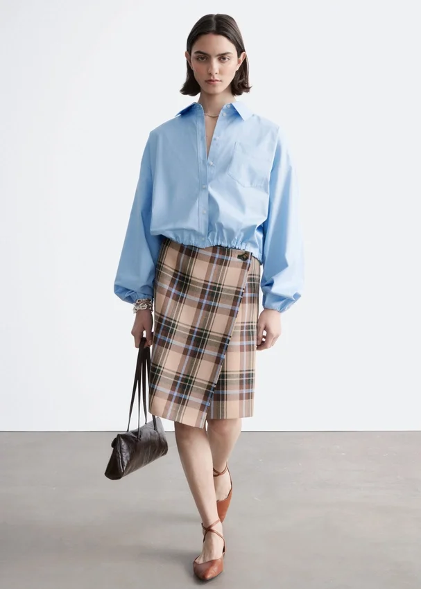 Knie-langer Tartan-Wickelrock Knie-langer Tartan-Wickelrock