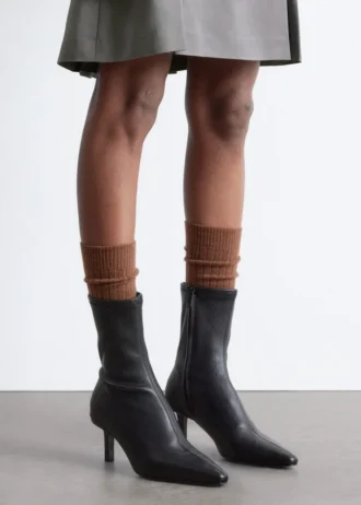 Stretch-Leder-Stiefeletten
