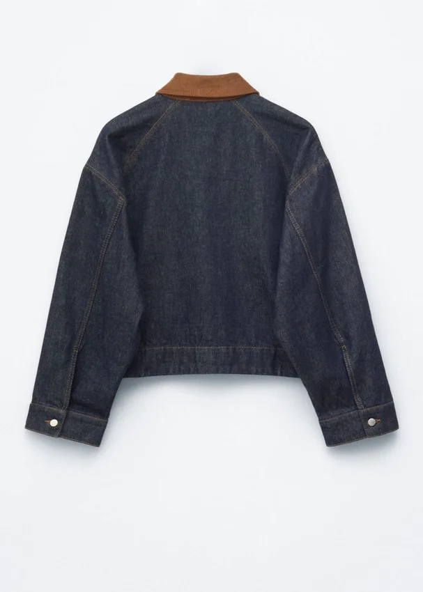 Kurze Jeansjacke mit Cordkragen Kurze Jeansjacke mit Cordkragen