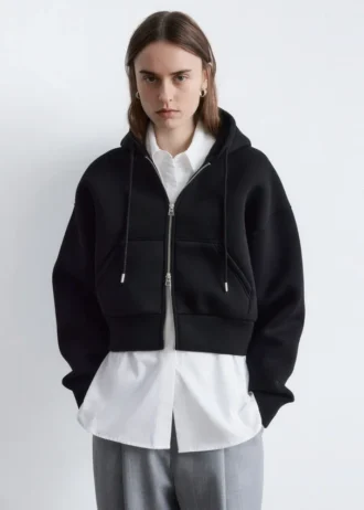 Kurzer Scuba-Hoodie mit Reißverschluss