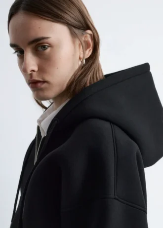 Kurzer Scuba-Hoodie mit Reißverschluss