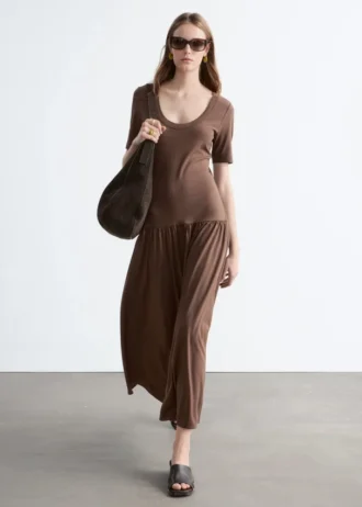 Langes Jersey-Maxikleid