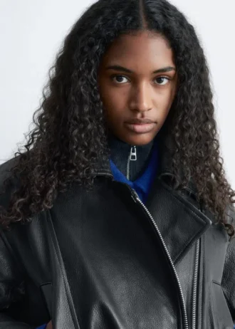 Leder-Bikerjacke mit Gürtel