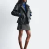 Leder-Bikerjacke mit Gürtel Leder-Bikerjacke mit Gürtel