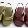 Leder-Slingback-Sandalen