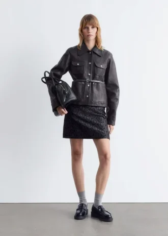 Lederjacke mit aufgesetzten Taschen