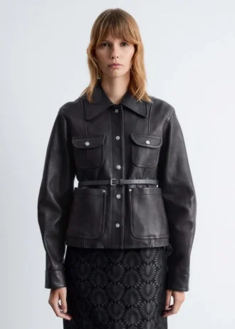 Lederjacke mit aufgesetzten Taschen