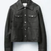 Lederjacke mit aufgesetzten Taschen