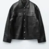 Lederjacke mit Kordelzug in der Taille