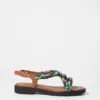 Ledersandalen mit Perlenverzierung