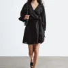 Leinen-Wickel-Minikleid