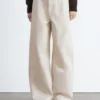 Lässige Baumwollhose mit weitem Bein Lässige Baumwollhose mit weitem Bein