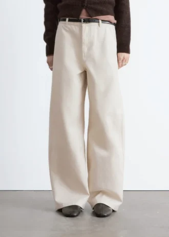 Lässige Baumwollhose mit weitem Bein