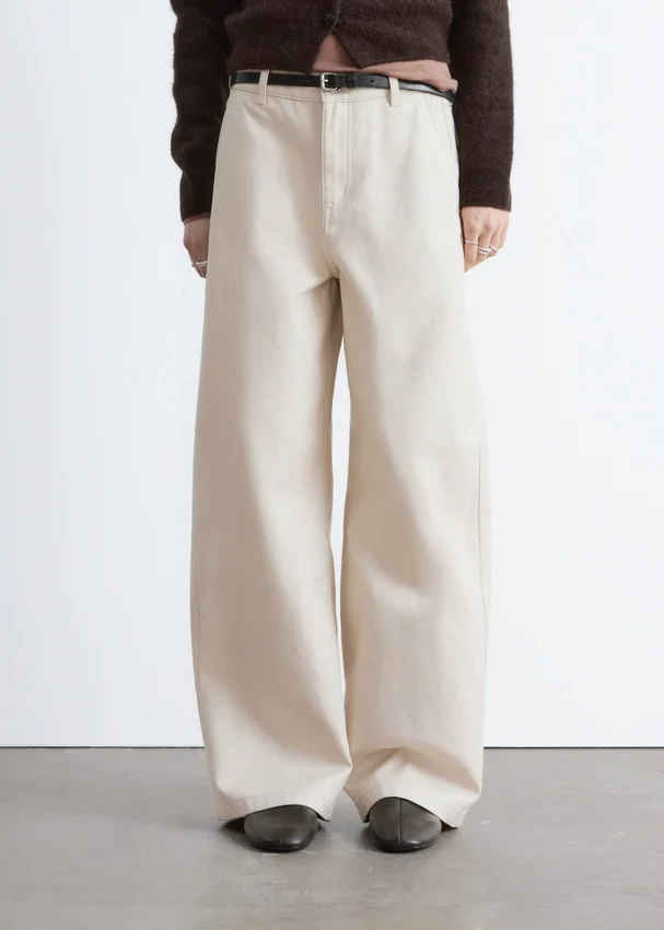 Lässige Baumwollhose mit weitem Bein Lässige Baumwollhose mit weitem Bein