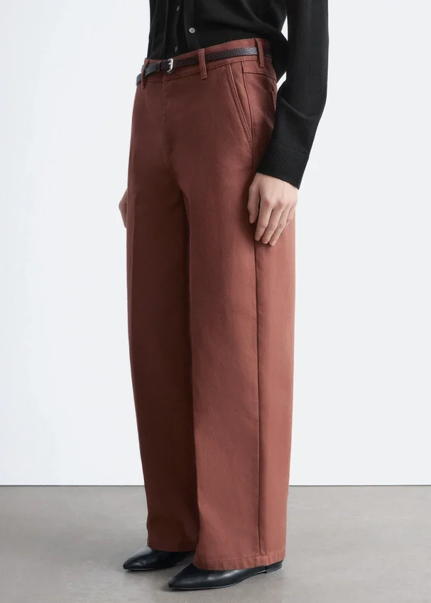 Lässige Baumwollhose mit weitem Bein Lässige Baumwollhose mit weitem Bein