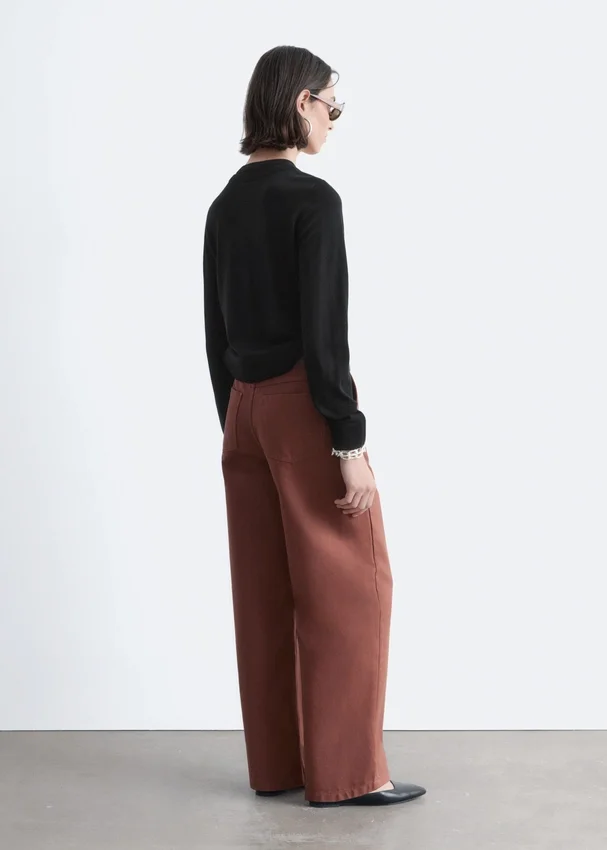 Lässige Baumwollhose mit weitem Bein Lässige Baumwollhose mit weitem Bein