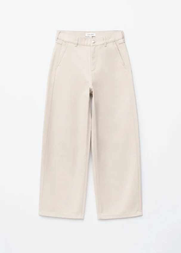 Lässige Baumwollhose mit weitem Bein Lässige Baumwollhose mit weitem Bein
