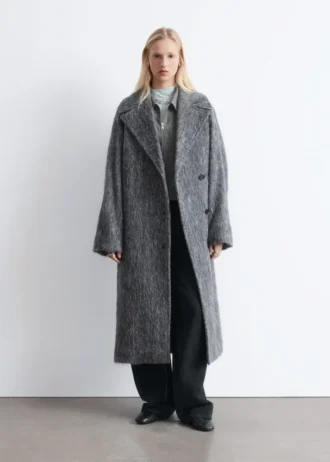 Mantel aus gebürsteter Wollmischung