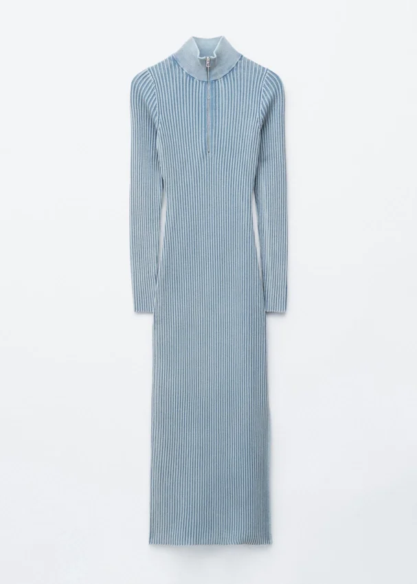 Maxikleid mit Rippenmuster und Reißverschluss Maxikleid mit Rippenmuster und Reißverschluss