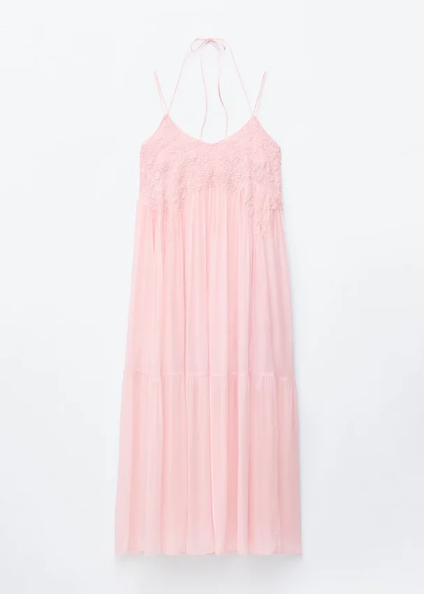 Maxikleid mit Trägern und Stickerei Maxikleid mit Trägern und Stickerei