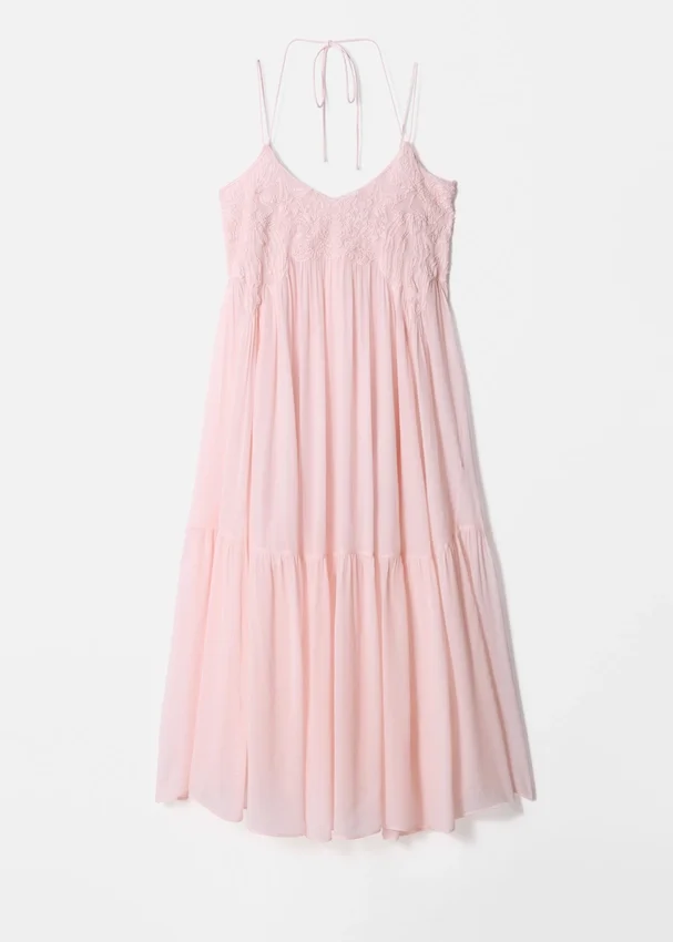 Maxikleid mit Trägern und Stickerei Maxikleid mit Trägern und Stickerei