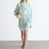 Midikleid mit bedrucktem Wasserfallausschnitt