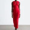 Midikleid mit gerafftem Schlüssellochausschnitt Midikleid mit gerafftem Schlüssellochausschnitt