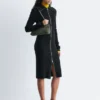 Midikleid mit geripptem Stoff und Reißverschluss vorne