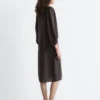 Midikleid mit Puffärmeln und V-Ausschnitt