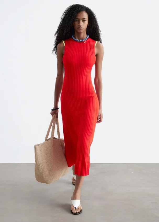 Midikleid mit Rippmuster Midikleid mit Rippmuster