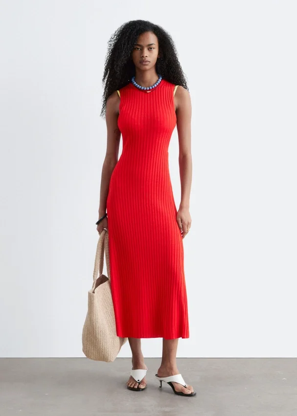 Midikleid mit Rippmuster Midikleid mit Rippmuster