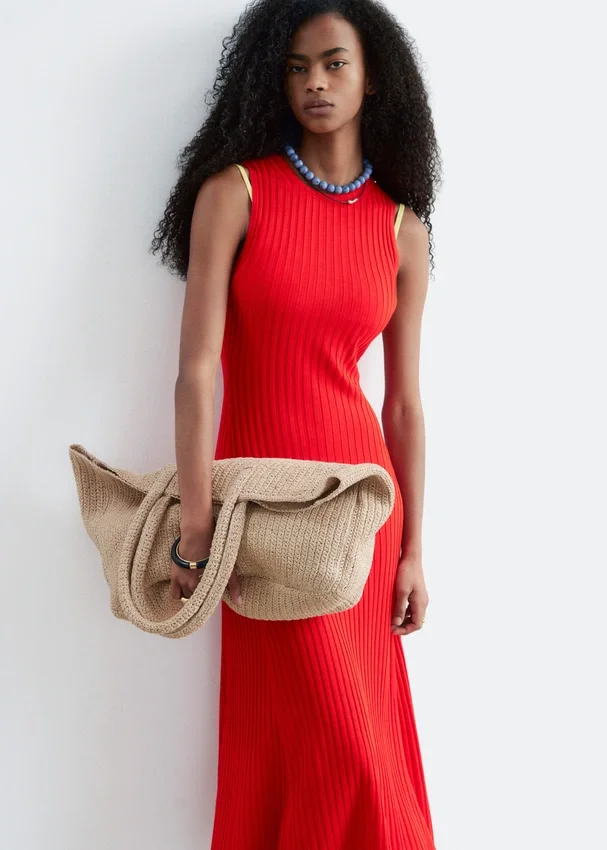Midikleid mit Rippmuster Midikleid mit Rippmuster