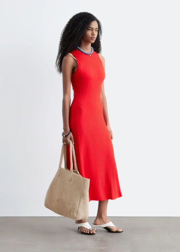 Midikleid mit Rippmuster Midikleid mit Rippmuster