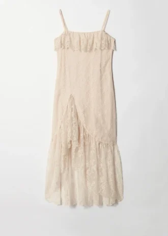 Midikleid mit Rüschen und Spitze