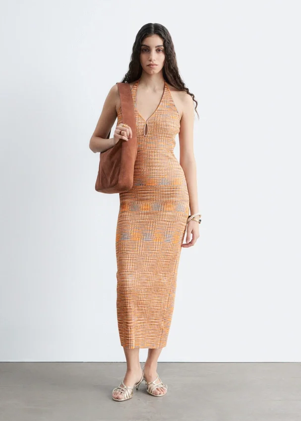 Midikleid mit Spacedye-Effekt und Neckholder Midikleid mit Spacedye-Effekt und Neckholder