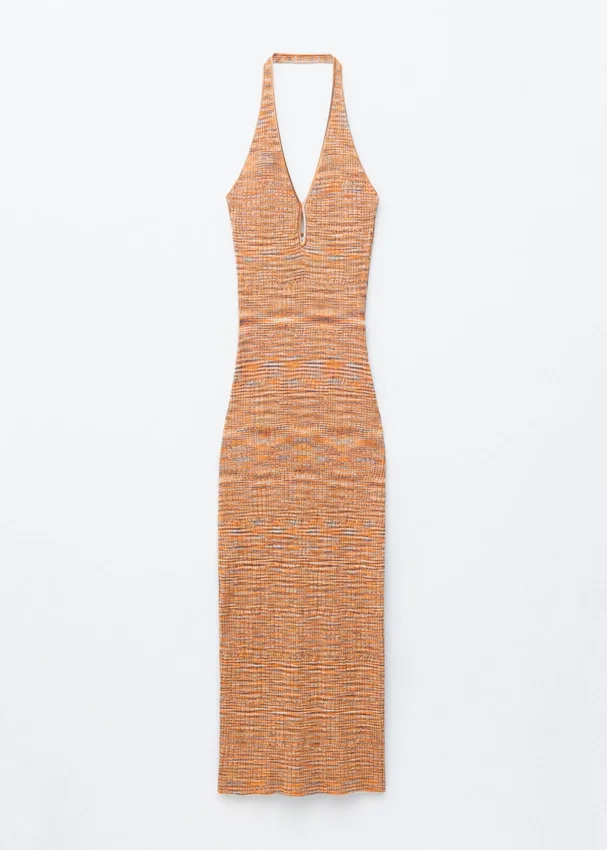 Midikleid mit Spacedye-Effekt und Neckholder Midikleid mit Spacedye-Effekt und Neckholder