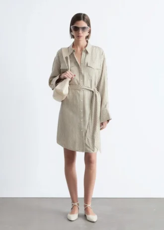 Mini-Hemdkleid mit Bindegürtel