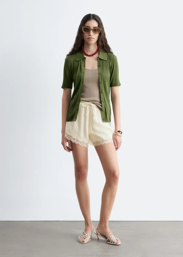 Mini-Shorts mit Jacquard-Spitze Mini-Shorts mit Jacquard-Spitze