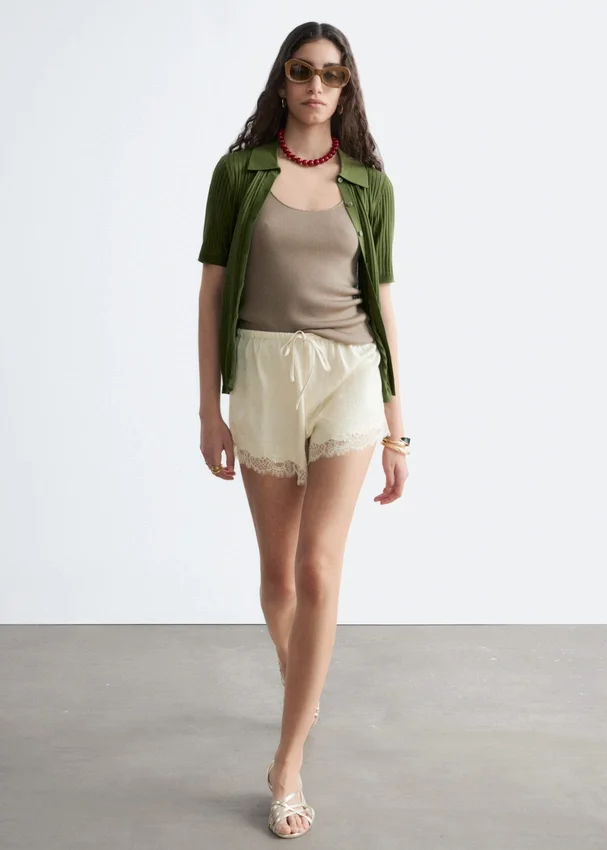 Mini-Shorts mit Jacquard-Spitze Mini-Shorts mit Jacquard-Spitze