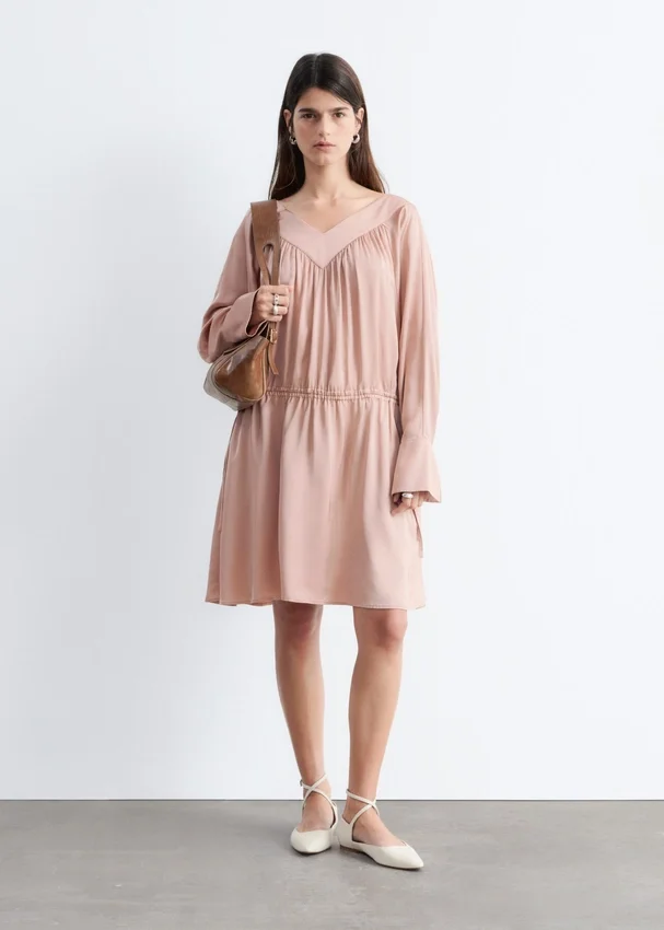 Minikleid mit V-Ausschnitt und Kordelzug Minikleid mit V-Ausschnitt und Kordelzug