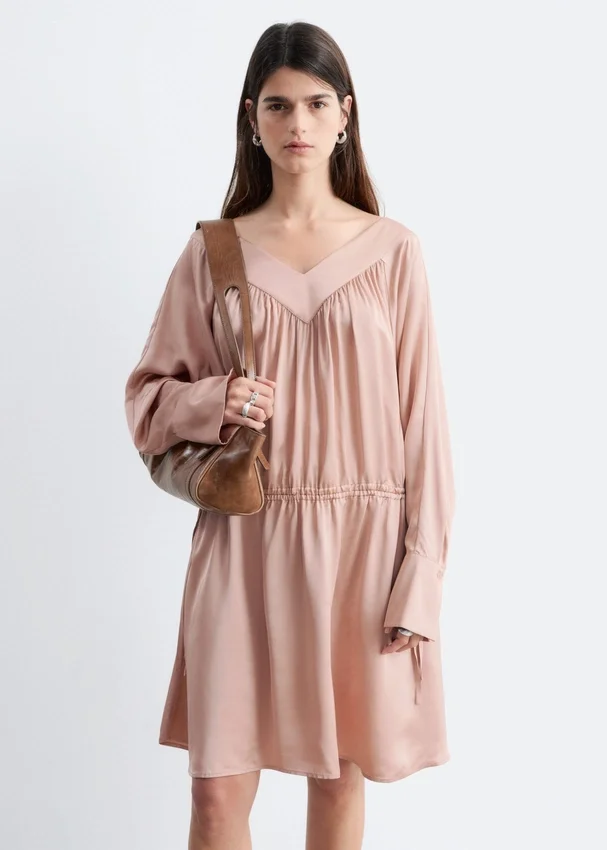 Minikleid mit V-Ausschnitt und Kordelzug Minikleid mit V-Ausschnitt und Kordelzug