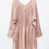 Minikleid mit V-Ausschnitt und Kordelzug Minikleid mit V-Ausschnitt und Kordelzug