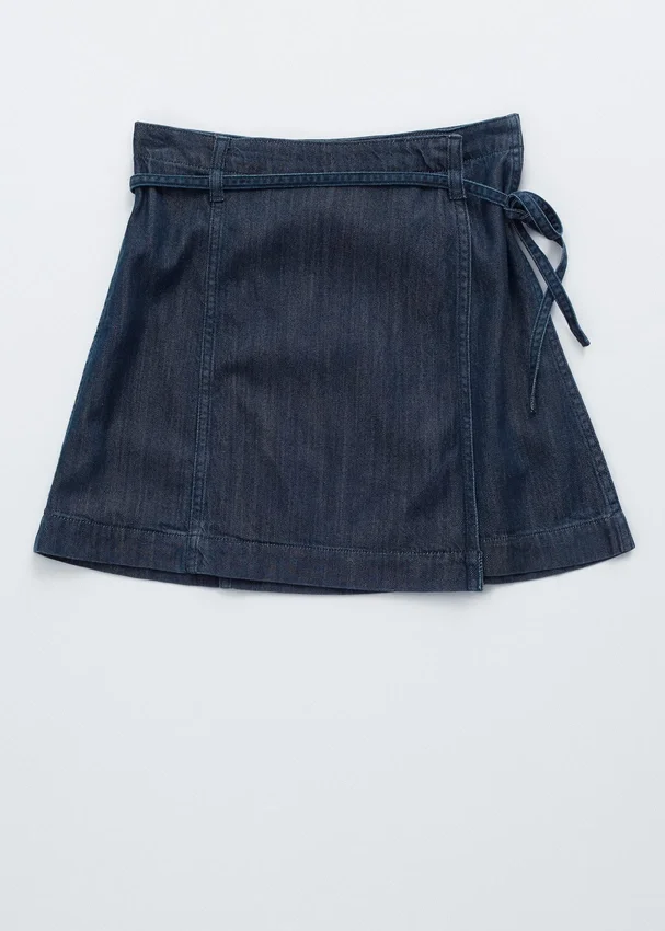 Minirock aus Denim mit Bindeband Minirock aus Denim mit Bindeband