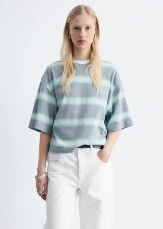 Oversized-T-Shirt aus Baumwolle mit Streifenmuster