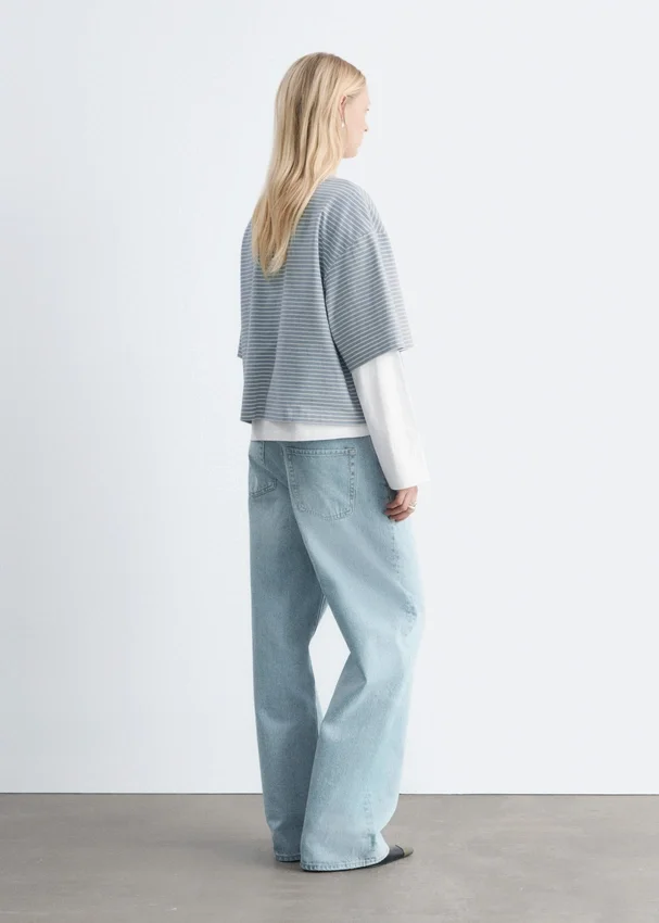Oversized-T-Shirt aus Baumwolle mit Streifenmuster Oversized-T-Shirt aus Baumwolle mit Streifenmuster