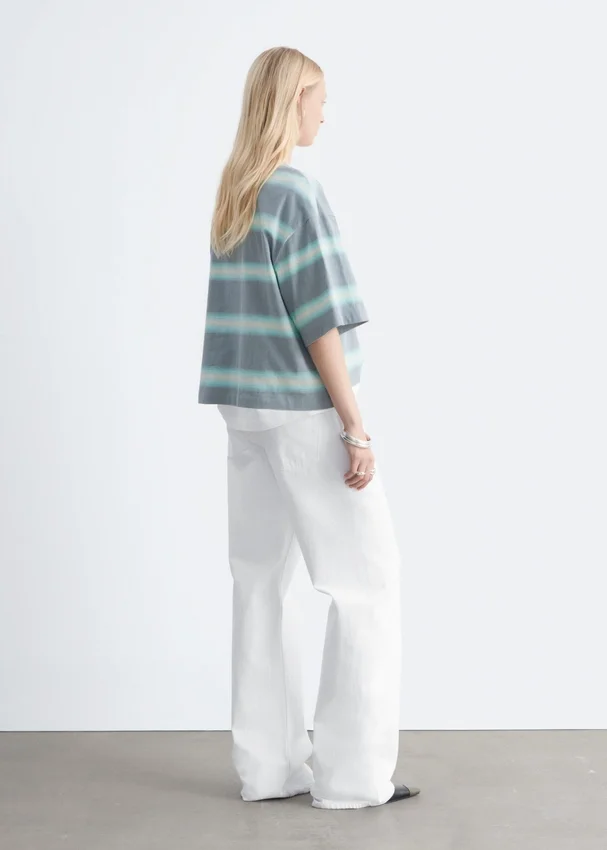 Oversized-T-Shirt aus Baumwolle mit Streifenmuster Oversized-T-Shirt aus Baumwolle mit Streifenmuster