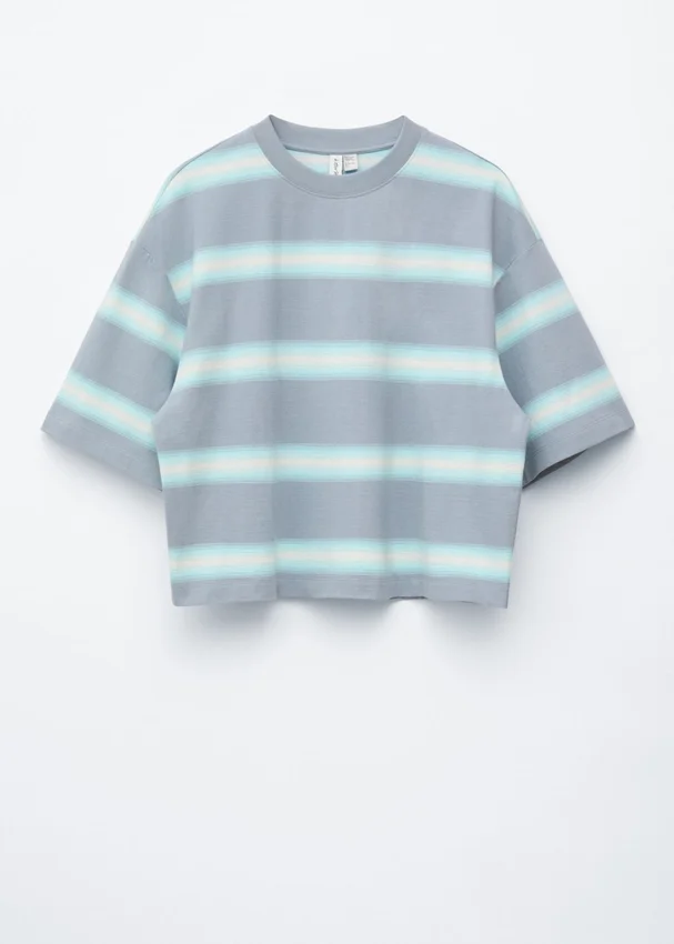 Oversized-T-Shirt aus Baumwolle mit Streifenmuster Oversized-T-Shirt aus Baumwolle mit Streifenmuster