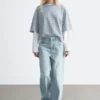 Oversized-T-Shirt aus Baumwolle mit Streifenmuster Oversized-T-Shirt aus Baumwolle mit Streifenmuster
