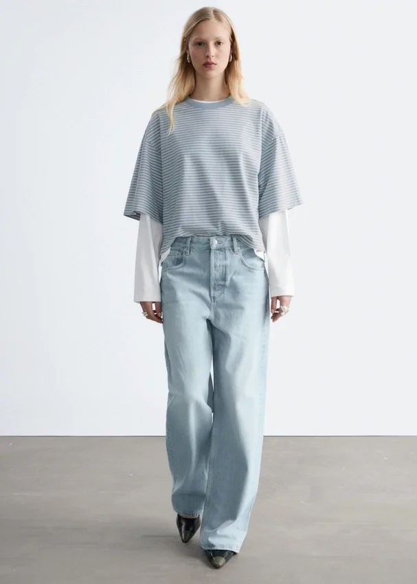 Oversized-T-Shirt aus Baumwolle mit Streifenmuster Oversized-T-Shirt aus Baumwolle mit Streifenmuster