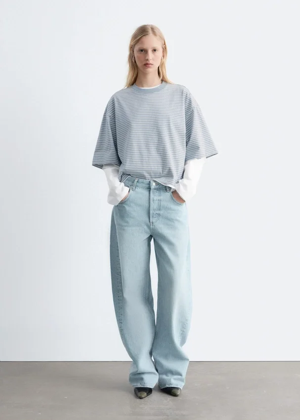 Oversized-T-Shirt aus Baumwolle mit Streifenmuster Oversized-T-Shirt aus Baumwolle mit Streifenmuster